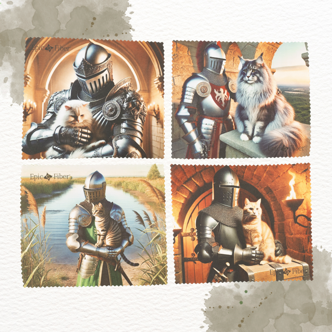 Knights & Cats Collection I Microfiber Cloth 4 Pack